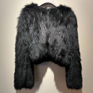 Adrienne Landau Black Fox Fur Cropped Jacket; Used in Great Condition